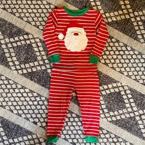 Carter's Santa PJ Set - Red and Grey Striped with Green Trim - Size: 3T